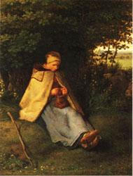 Jean Francois Millet Woman Knitting oil painting image